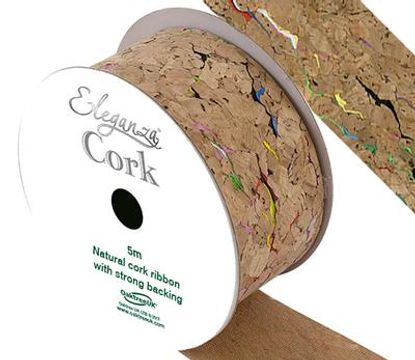 Eleganza Cut Edge Cork Ribbon 38mm x 5m Pattern No.258 - Ribbons